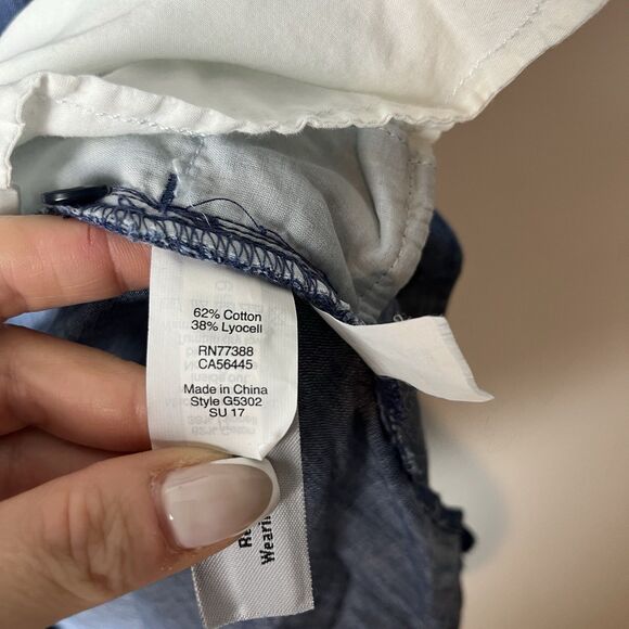 Madewell Shirt Dress Womens Large Blue Button Front Short Sleeve Collared 200 - Picture 6 of 9